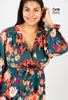 Picture of CURVY GIRL GREEN PRINTED WRAP DRESS